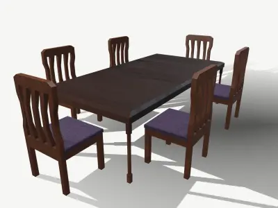 Dining Table and Chairs Free low-poly 3D model