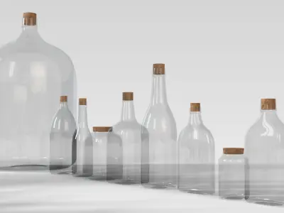 Glass Bottles Low-poly 3D model