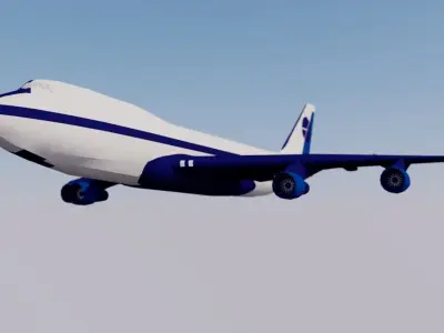 Airliner lowpoly airplane flying in sky Low-poly 3D model