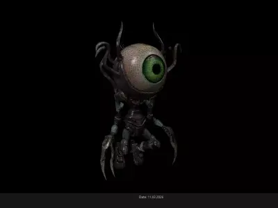 Low Poly Stylized Alien Eye Stalker - PBR Low-poly 3D model