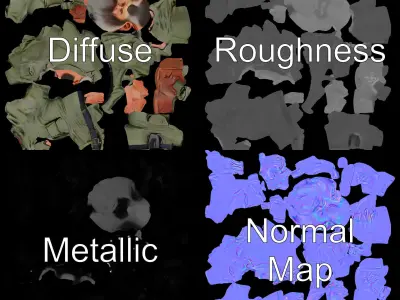 Bearded Military Commander Rigged and Animated D Model Low-poly 3D model