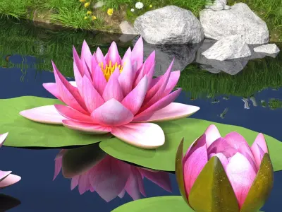 Nymphaea Siam Purple Leaf Set 3D model