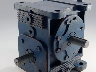 Gearbox gear motor Low-poly 3D model