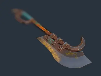 Crowbar rusty axe with handle Low-poly 3D model