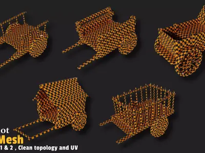 5 Chariot Base Mesh Low-poly 3D model