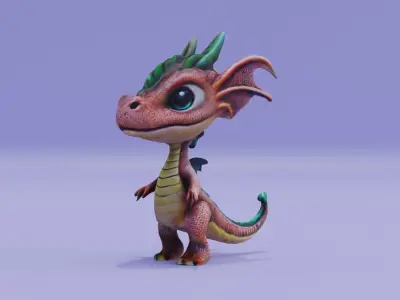 Dragon Character A-Pose Low-poly 3D model