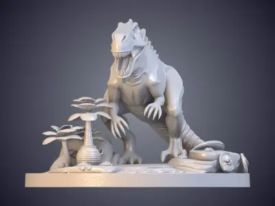 T-Rex Prehistoric Jungle Diorama Base PM-931 3D print model