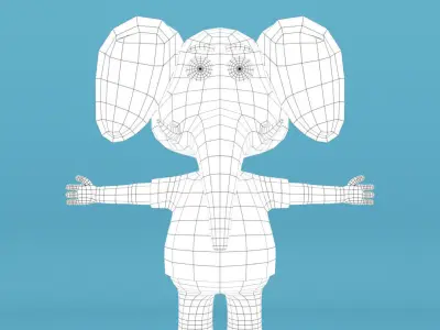 Cartoon elephant in tshirt Free low-poly 3D model