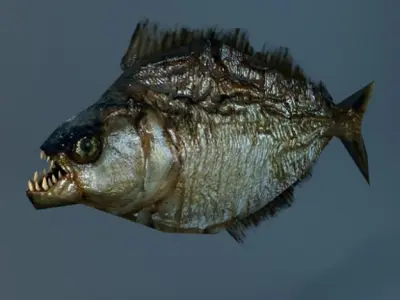 Low poly piranha fish 3D model