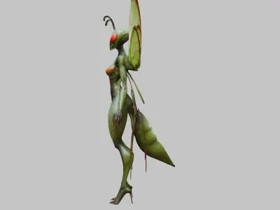 Big Insectoid Humanoid Mantis Low-poly 3D model