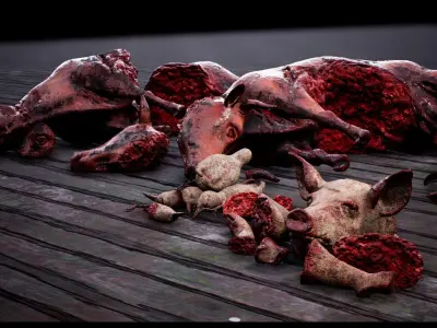 Death animals body parts collection  Low-poly 3D model