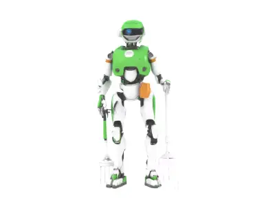 Robot version of a farmer model Low-poly 3D model