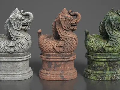 Ancient Khmer Statue 03-250522 Low-poly 3D model