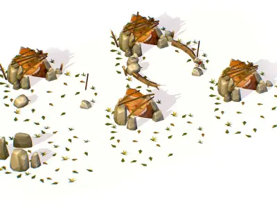 3d Assets buildings structures prehistoric symbols totems 3D Model Collection