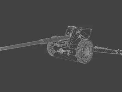 88 mm Pak 43 Anti-Tank Gun Low-poly 3D model