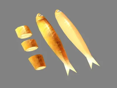 Cartoon fried fish Low-poly 3D model