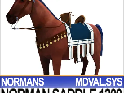 Saddle Medieval Norman Bridle Harness 1200 3D model