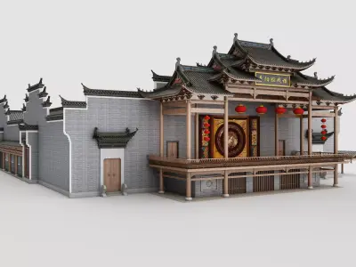 Chinese stage Low-poly 3D model