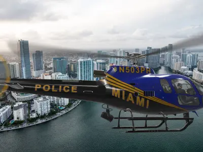 AS-350 Miami City Police Animated Low-poly 3D model