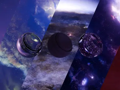 Pack 5 different Galactic HDRIs Low-poly 3D model