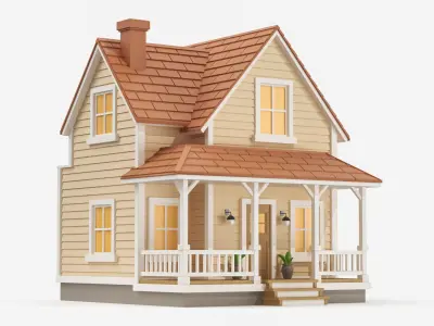 Cartoonish Wooden House Low Poly 3D Model 02 3D model