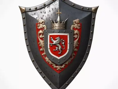 Medieval Knight Shield Heraldic Crest 3D model