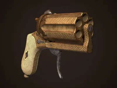 PEPPERBOX REVOLVER Low-poly 3D model