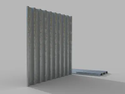 Corrugated galvanized sheets 1 Low-poly 3D model