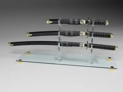Katanas on a stand 3D model