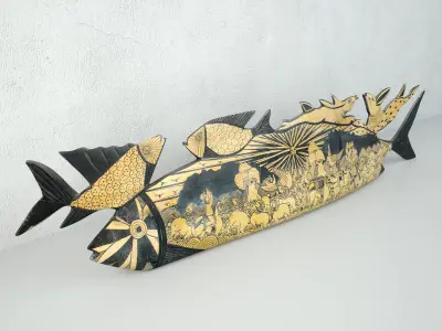 Hand Carved Mexican Folk Art Fish 3D model