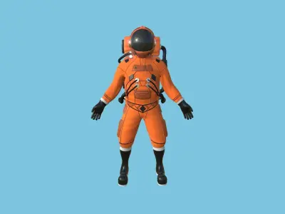 Astronaut Outfit 03 - Orange - Character Design Fashion Low-poly 3D model