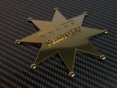 Sherif gold star badge Free 3D model