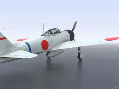 A6M2 Type0 Model11 Serial 3-112 - Rigged Low-poly 3D model