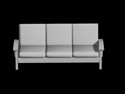 Slatted Outdoor park Bench Low-poly 3D model