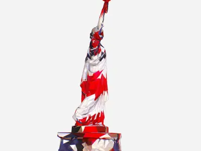 Low Polygon Art USA color Liberty Statue Low-poly 3D model