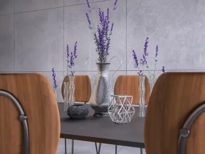 Contemporary Table Set with Props 02 3D model