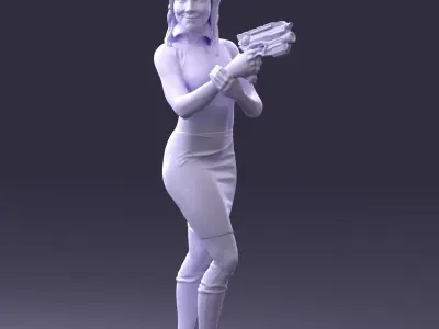 000381 SciFi Female Hero With Futuristic Blaster 3dp 3D print model
