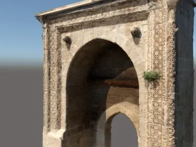 Historical Gate Fountain Building Structure- Realistic Render 3D model