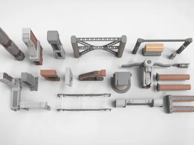 sci-fi Architecture kitbash 6 3D model