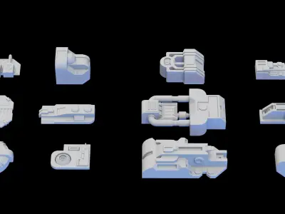 Scifi Greeble Kitbash 3D model