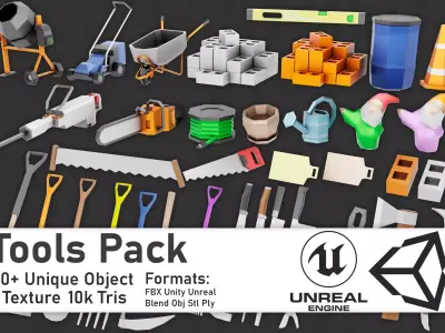 Tools Pack Low Poly Low-poly 3D model