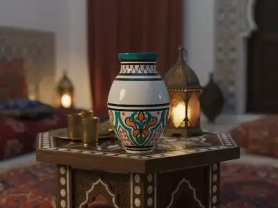 Moroccan Ceramic Pot  Traditional Handcrafted Design Low-poly 3D model