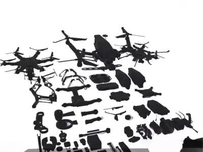 Modular component disassembly of unmanned aerial vehicles Low-poly 3D model