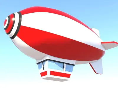 Low-poly zeppelin airship flying in sky Low-poly 3D model