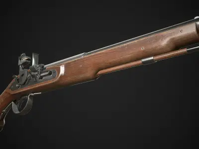 Flintlock Pistol 01 Classic Low-poly 3D model