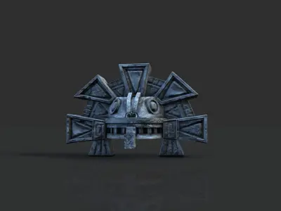 Aztec stone head snake detail Low-poly 3D model