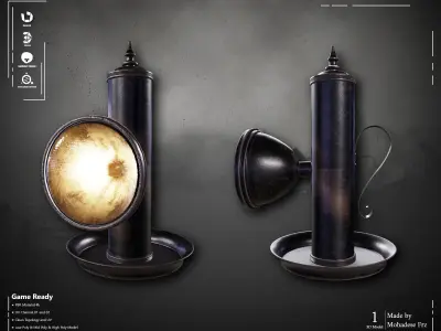 Military Flashlight ww2 VOL07 Game Ready Low-poly 3D model