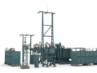 electric station details Low-poly 3D model