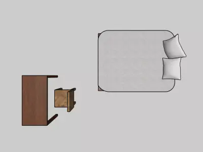 Modern Bedroom Furniture Set  Bed Mattress Desk Chair  3D model