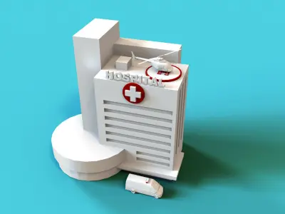 Hospital Building Low-poly 3D model